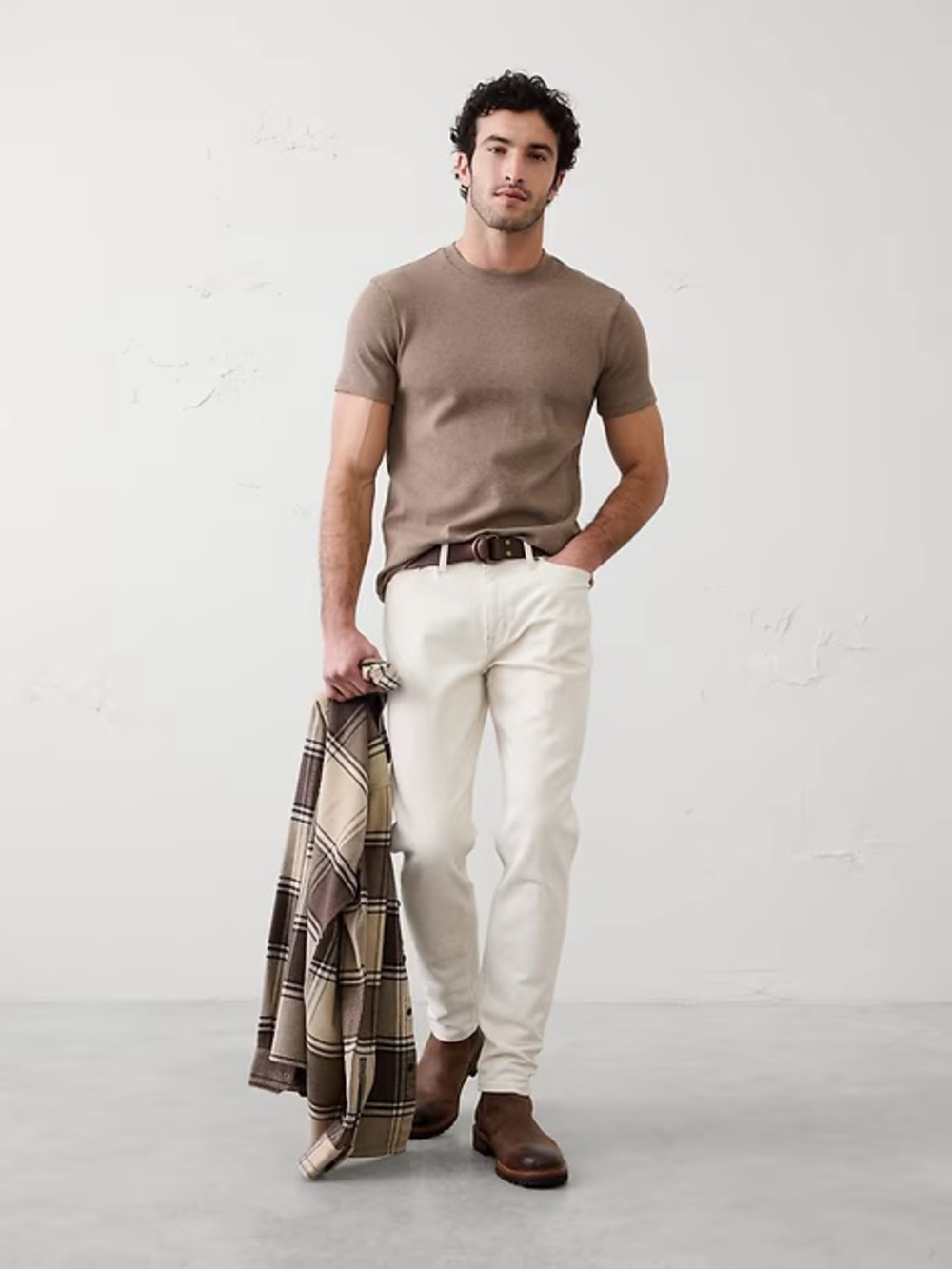 NWOT Banana Republic Factory MINI RIBBED SHIRT - BROWN